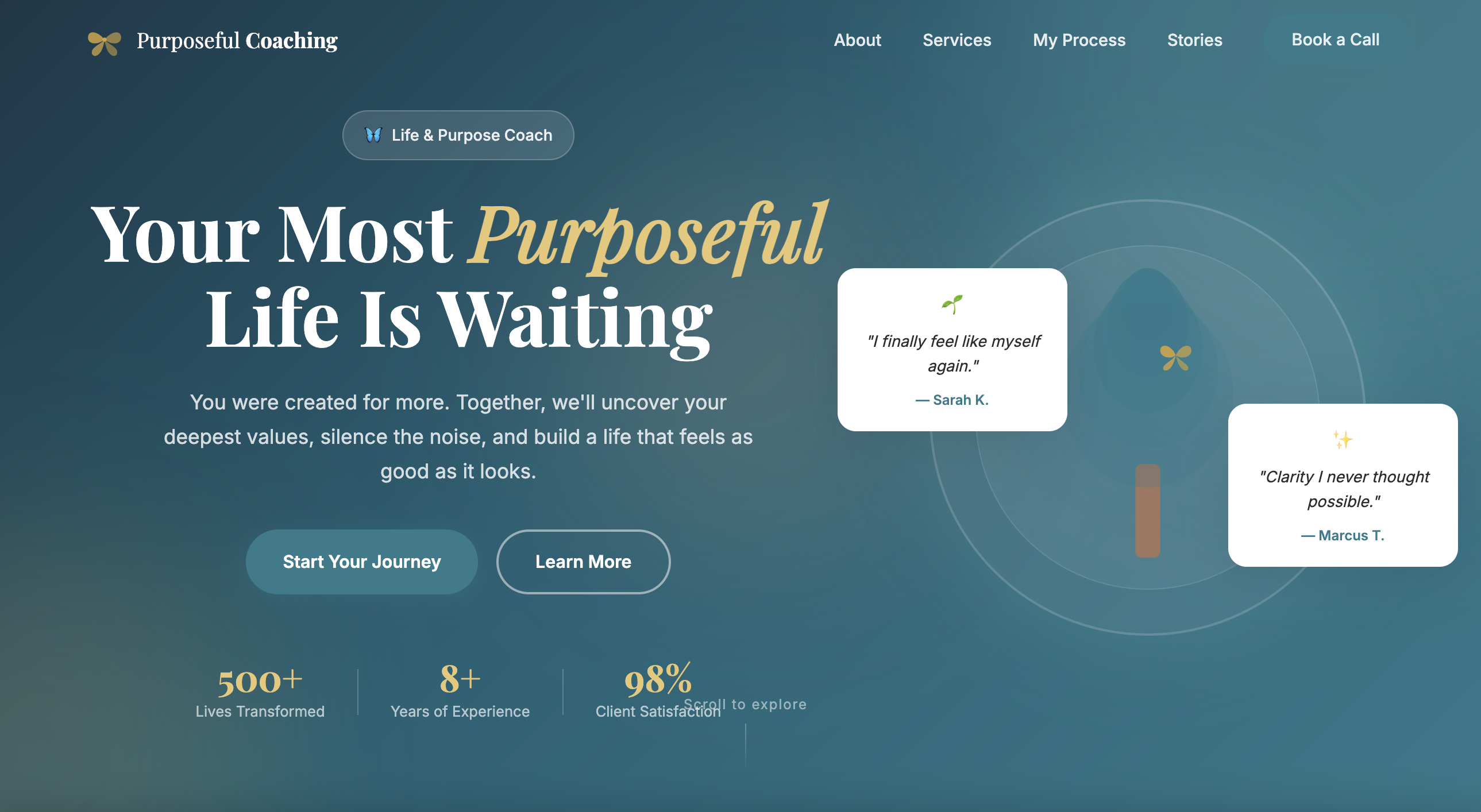 Purposeful Coaching - Life Coach Branding and Website Design