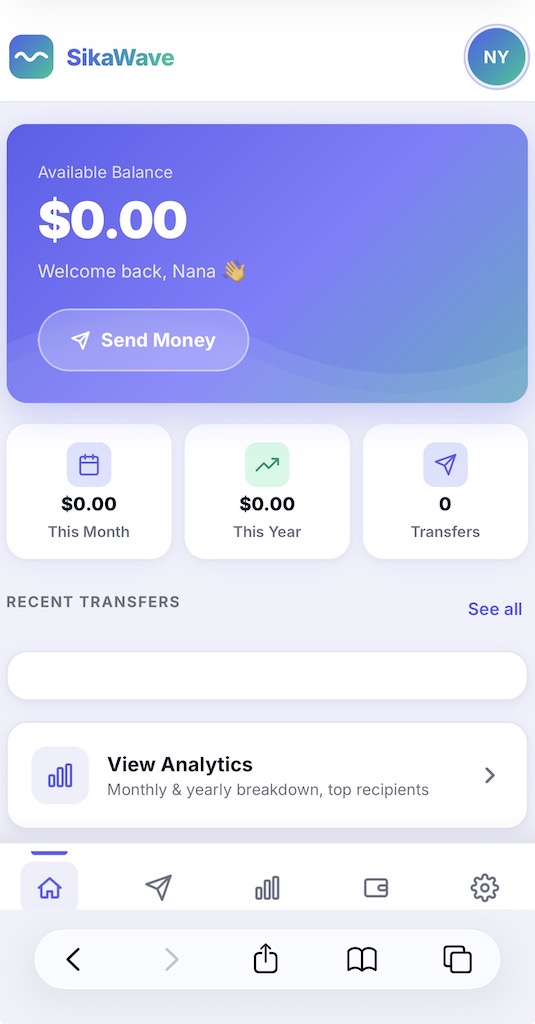 SikaWave Home Screen