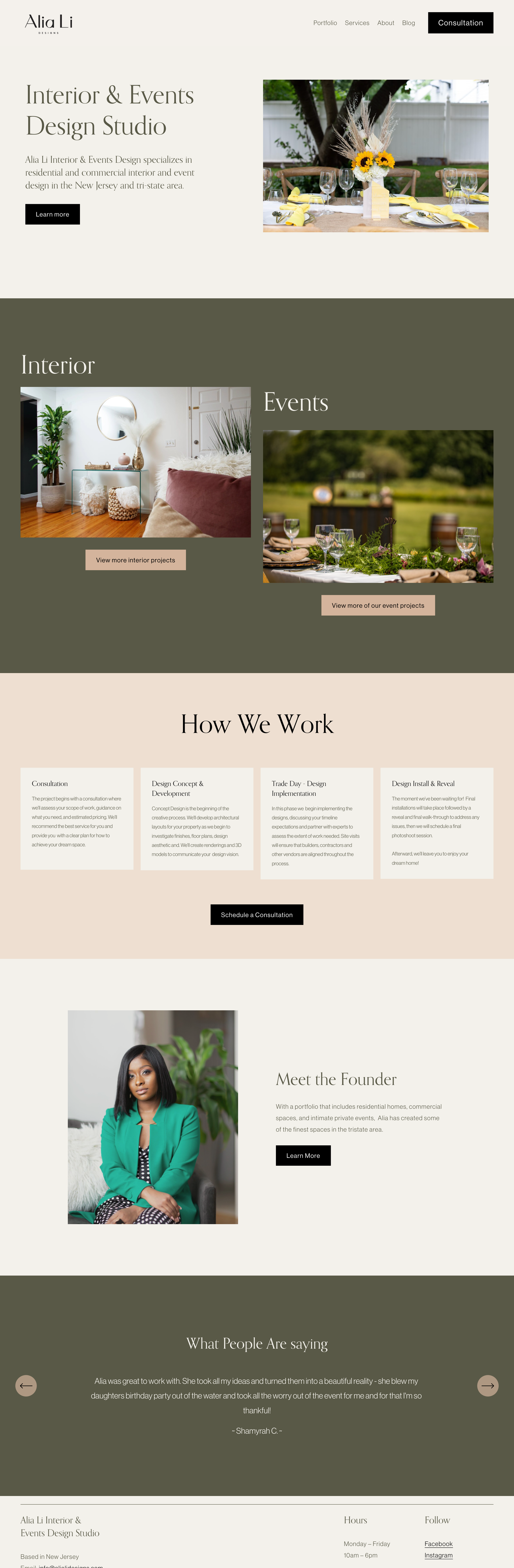 After — Alia Li redesigned site